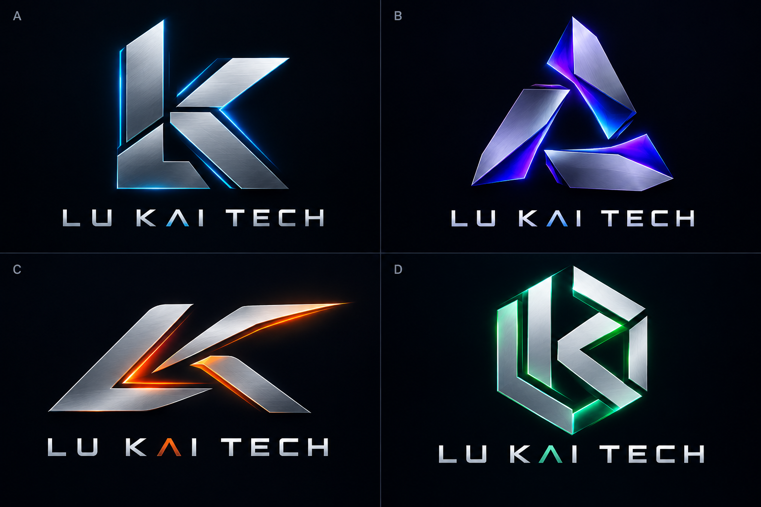 Lu Kai Tech metallic violet and blue logo
